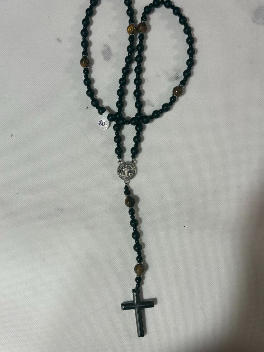 Tiger Eye St. Benedict Pendant Necklace